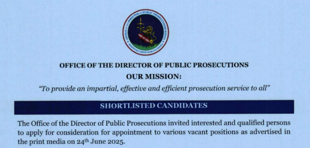 Office of the Director of Public Prosecutions  Shortlisted Candidates 2025